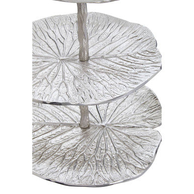 Salma Three Tier Lotus Leaf Silver Cake Stand