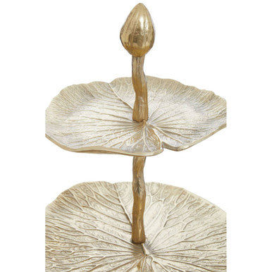 Salma Three Tier Lotus Leaf Golden Cake Stand