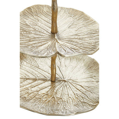 Salma Three Tier Lotus Leaf Golden Cake Stand
