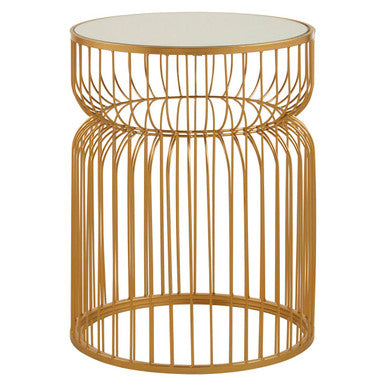 Avantis Gold Metal Wireframe Round Side Table - Image 2