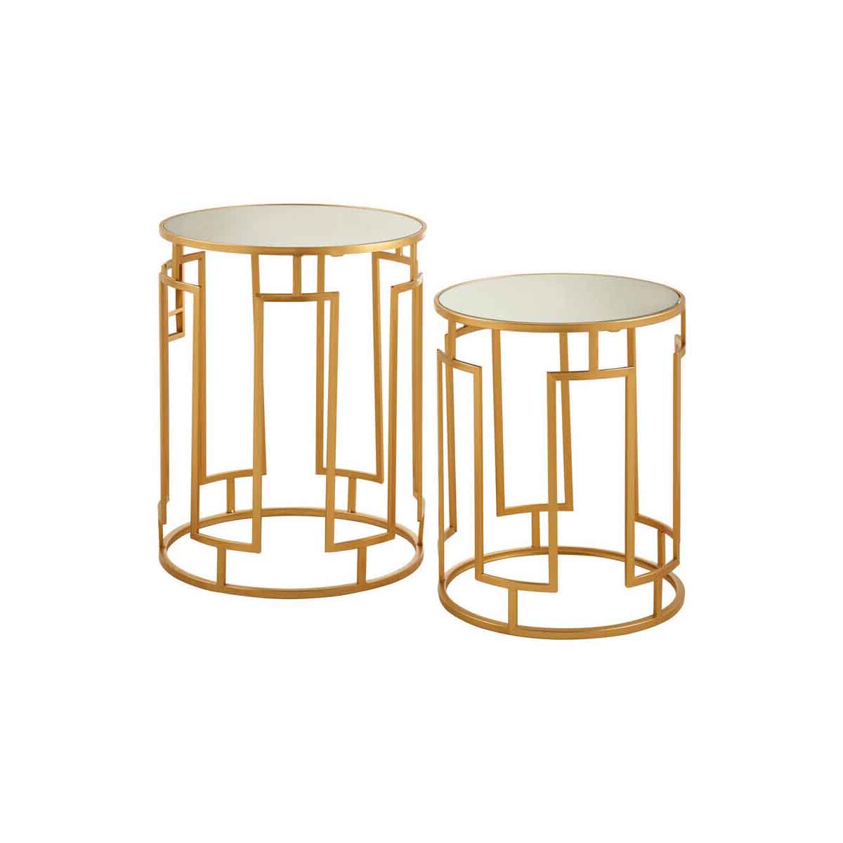 Avantis Set Of 2 Mirrored Top Round Side Tables