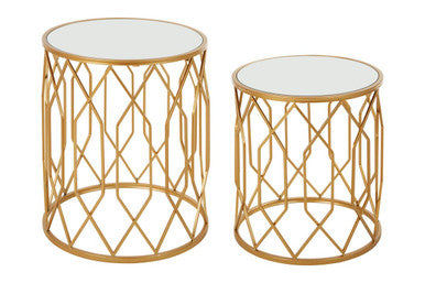 Avantis Set Of 2 Gold Frame Round Side Tables - Image 2