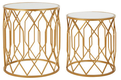 Avantis Set Of 2 Gold Frame Round Side Tables - Image 3