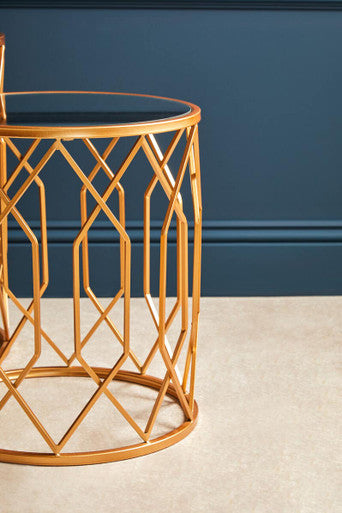 Avantis Set Of 2 Gold Frame Round Side Tables - Image 4