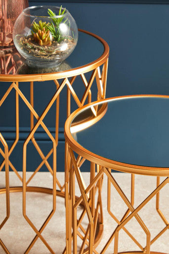 Avantis Set Of 2 Gold Frame Round Side Tables - Image 5