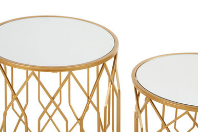 Avantis Set Of 2 Gold Frame Round Side Tables - Image 6