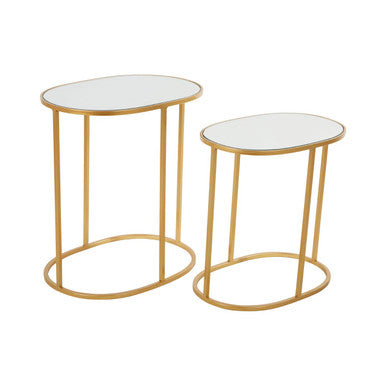 Avantis Gold Finish Set Of 2 Oval Side Tables - Image 6