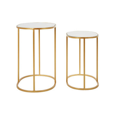 Avantis Gold Finish Set Of 2 Oval Side Tables - Image 2