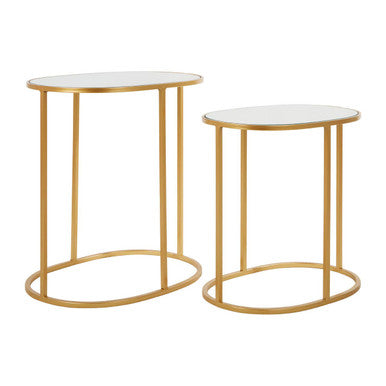 Avantis Gold Finish Set Of 2 Oval Side Tables - Image 4