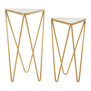 Avantis Set Of 2 Gold Finish Triangle Tables - Image 2