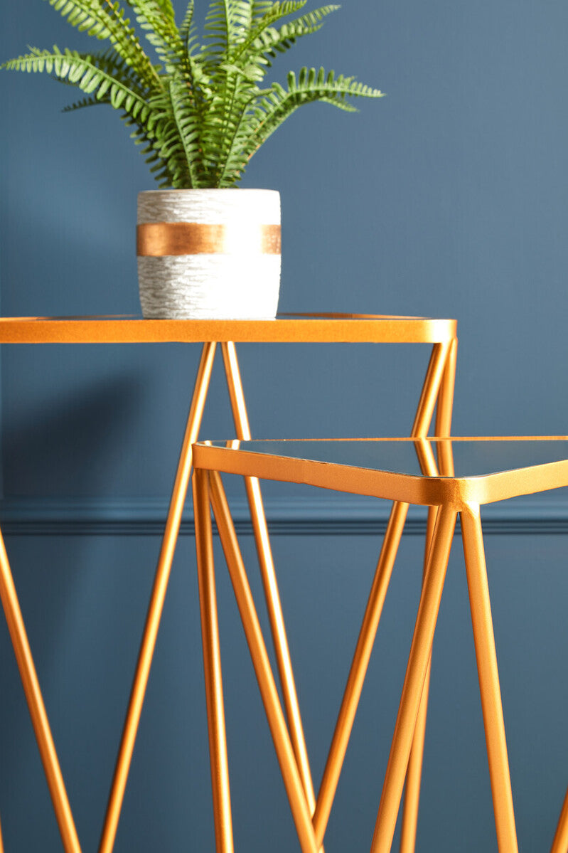 Avantis Set Of 2 Gold Finish Triangle Tables - Image 6