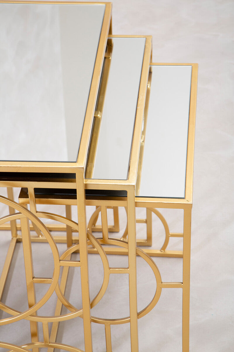 Avantis Set Of 3 Gold Finish Nesting Side Tables