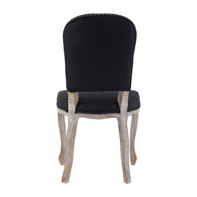 Black Linen Dining Chair with Antique Wood Legs | Kensington Townhouse