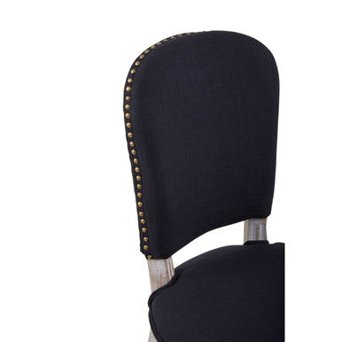 Black Linen Dining Chair with Antique Wood Legs | Kensington Townhouse