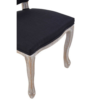Black Linen Dining Chair with Antique Wood Legs | Kensington Townhouse