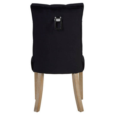 Kensington Townhouse Black Buttoned Dining Chair with Antique Legs