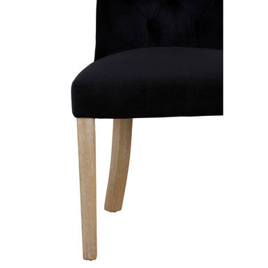 Kensington Townhouse Black Buttoned Dining Chair with Antique Legs