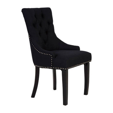 Kensington Townhouse Black Linen Studded Dining Chair - Image 3