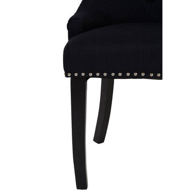 Kensington Townhouse Black Linen Studded Dining Chair - Image 7