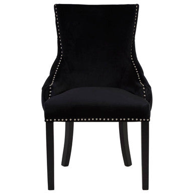 Kensington Townhouse Black Velvet Studded Dining Chair