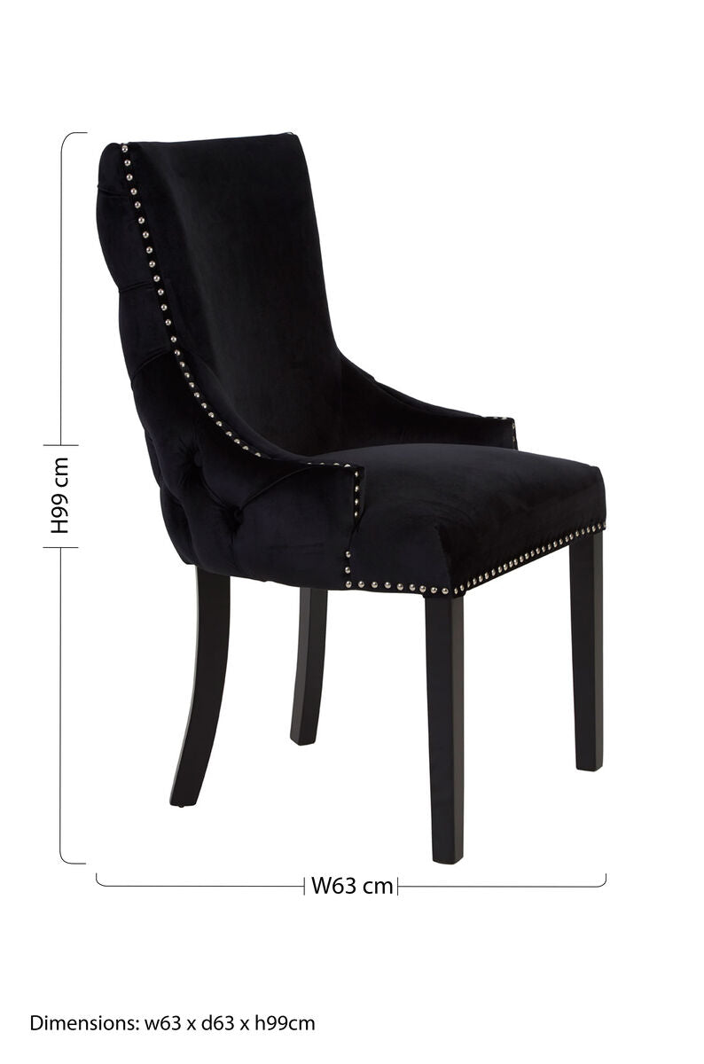 Kensington Townhouse Black Velvet Studded Dining Chair - Image 9