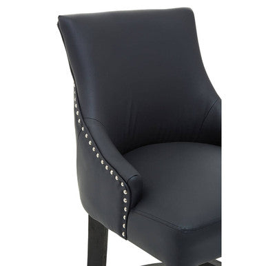 Charcoal Leather Effect Bar Chair | Kensington Townhouse