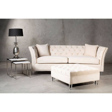 Samara Sand Fabric Footstool - Image 3