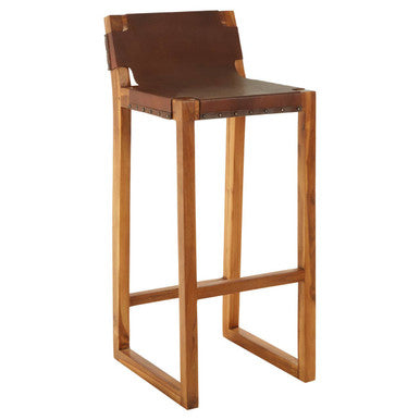 Kendari Brown Leather Barstool