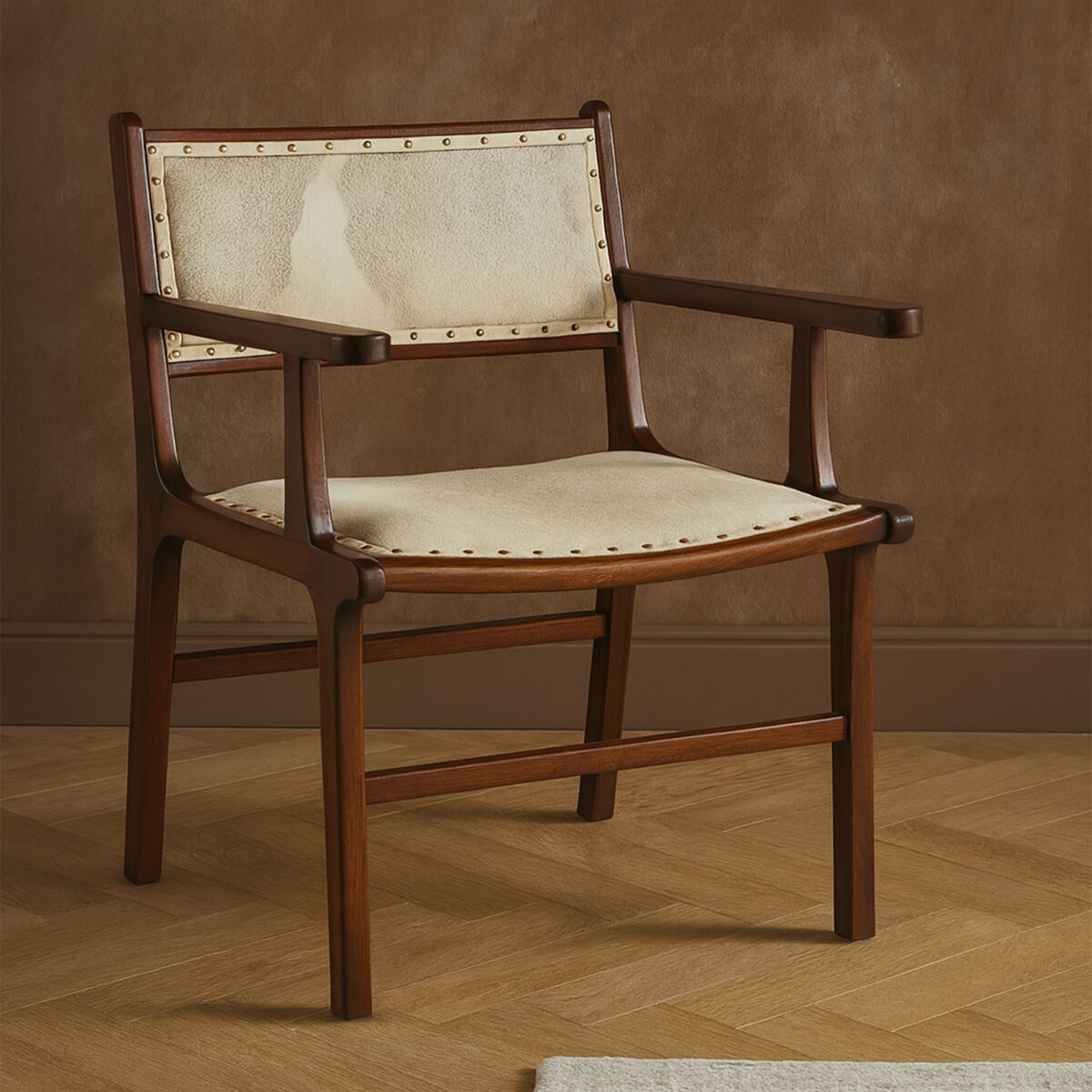 Kendari Leather and Teak Wood Dining Chair - Image 3