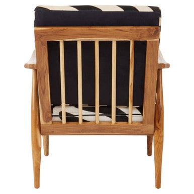 Kendari Leather Zebra Pattern And Teak Chair