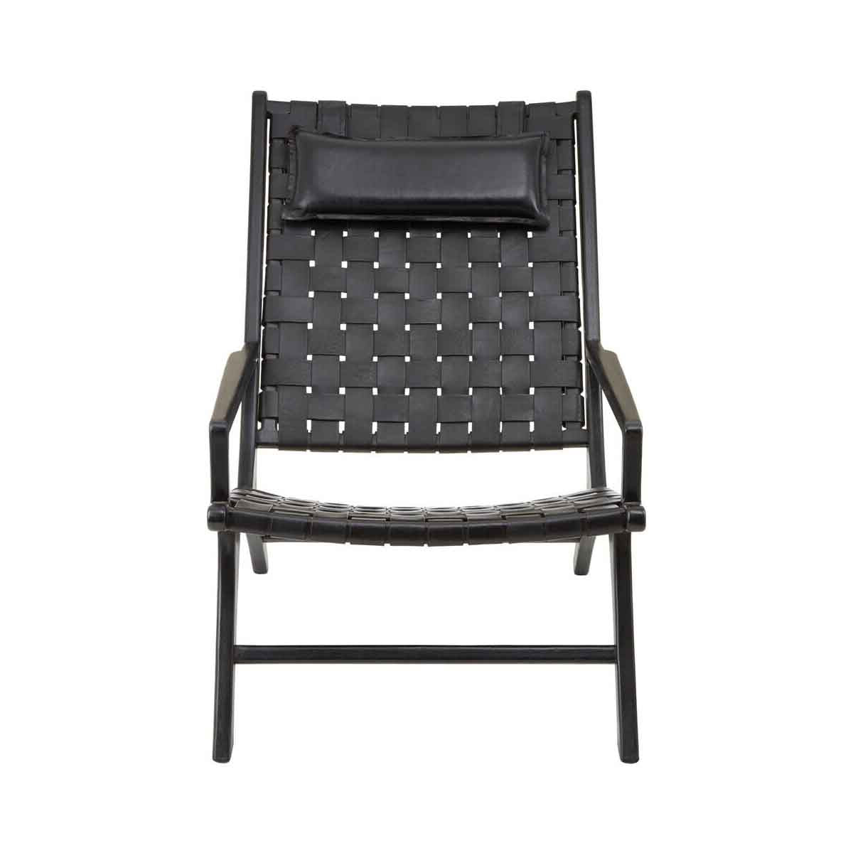 Kendari Black Leather Woven Chair