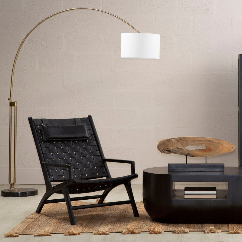 Kendari Black Leather Woven Chair