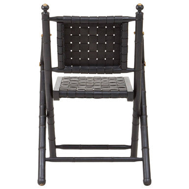 Kendari Black Strapped Leather And Black Teak Wood Chair