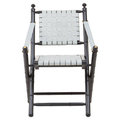 Kendari White Leather And Black Teak Wood Chair - Image 2