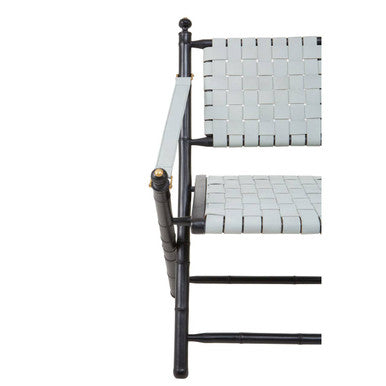 Kendari White Leather And Black Teak Wood Chair