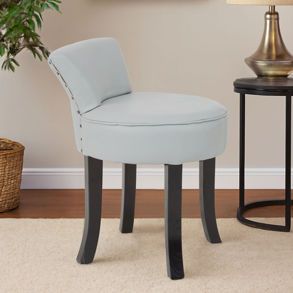 Kendari Grey Leather Rounded Chair - Image 1