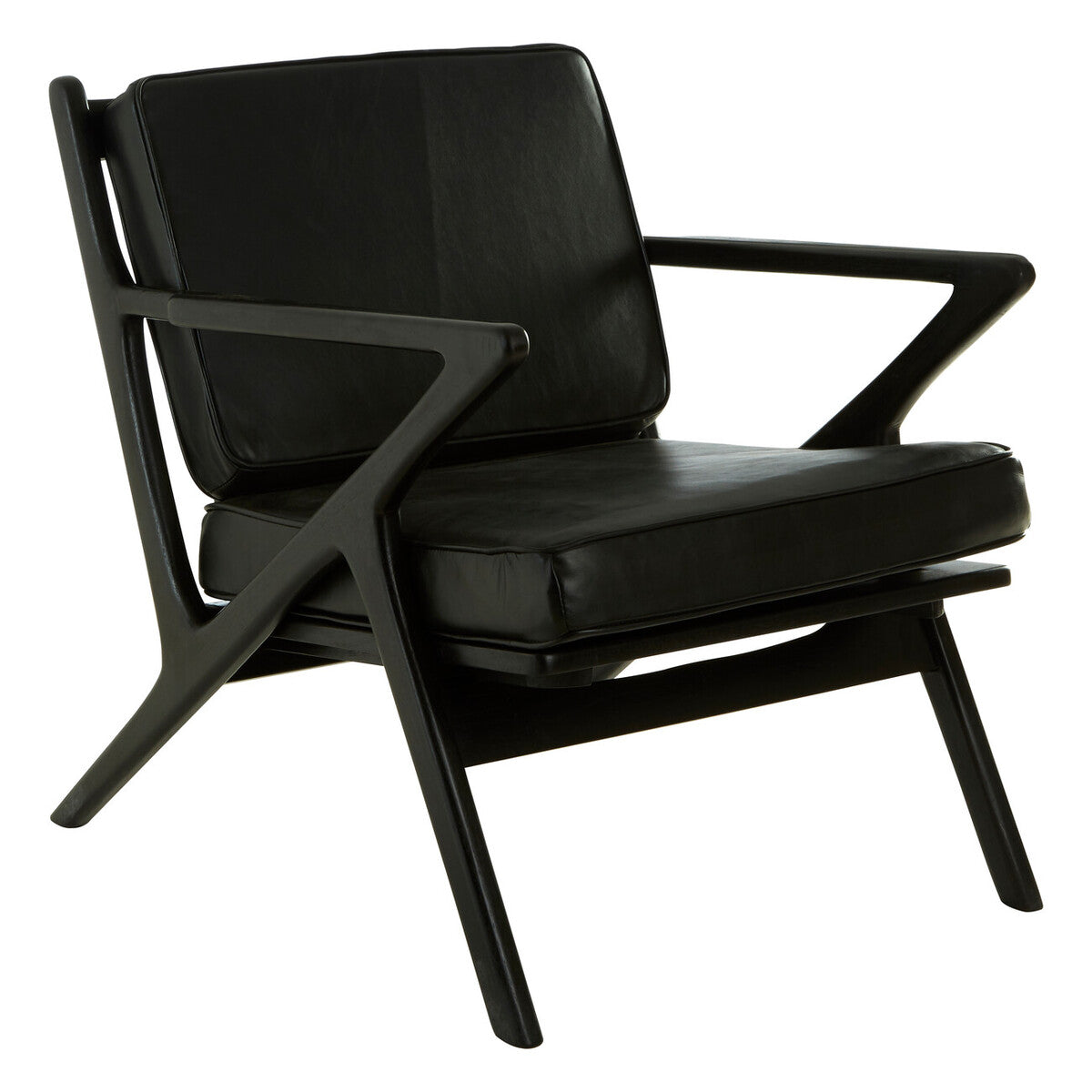 Kendari Black Teak Wood Frame Armchair with Cushions