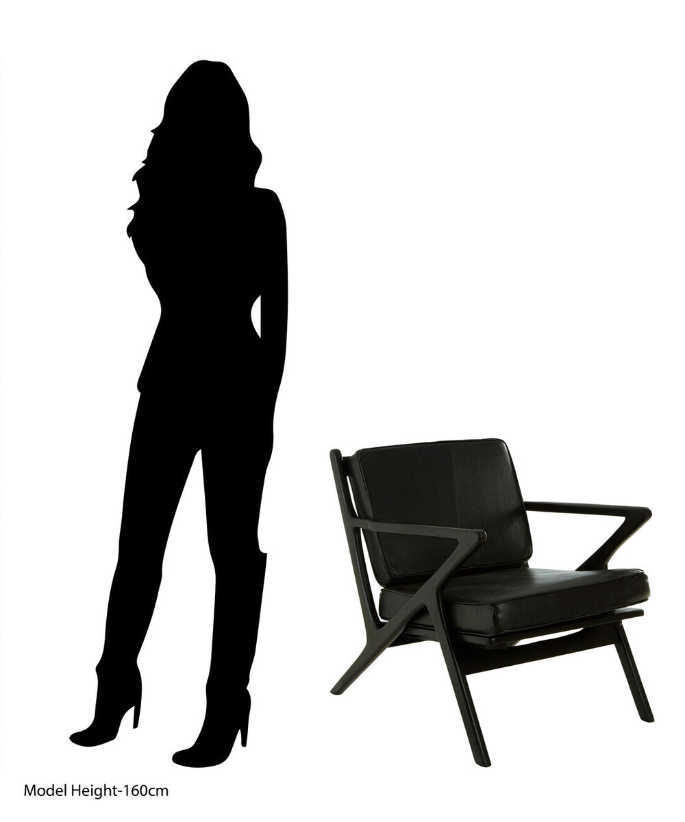 Kendari Black Teak Wood Frame Armchair with Cushions