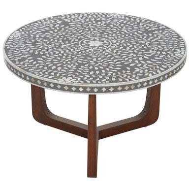 Fusion Mother of Pearl Design Round Coffee Table - Image 4