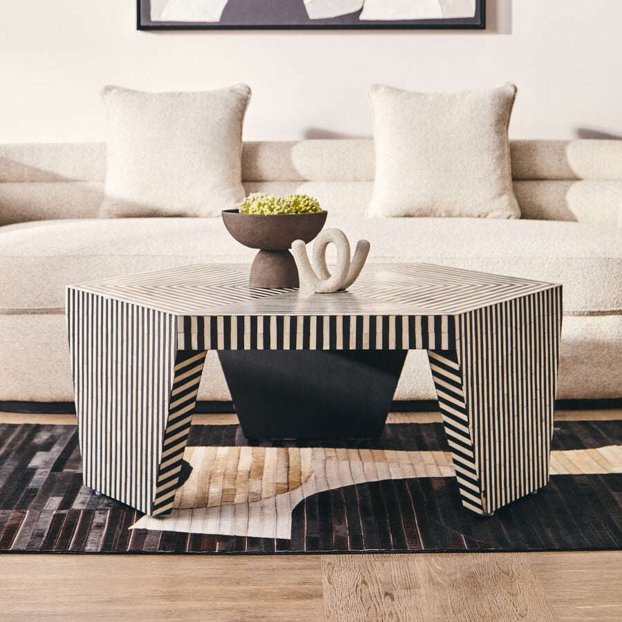 Fusion Striped Bone Inlay Coffee Table - Image 1