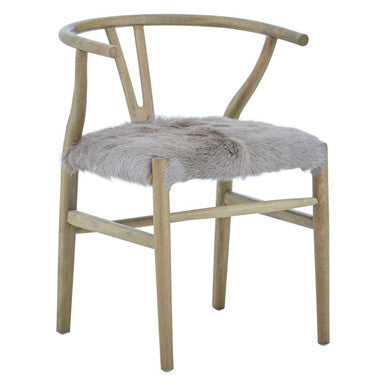 Hazel Natural Oak Wood and Grey Fur Dining Chair - Image 4