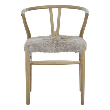 Hazel Natural Oak Wood and Grey Fur Dining Chair - Image 2