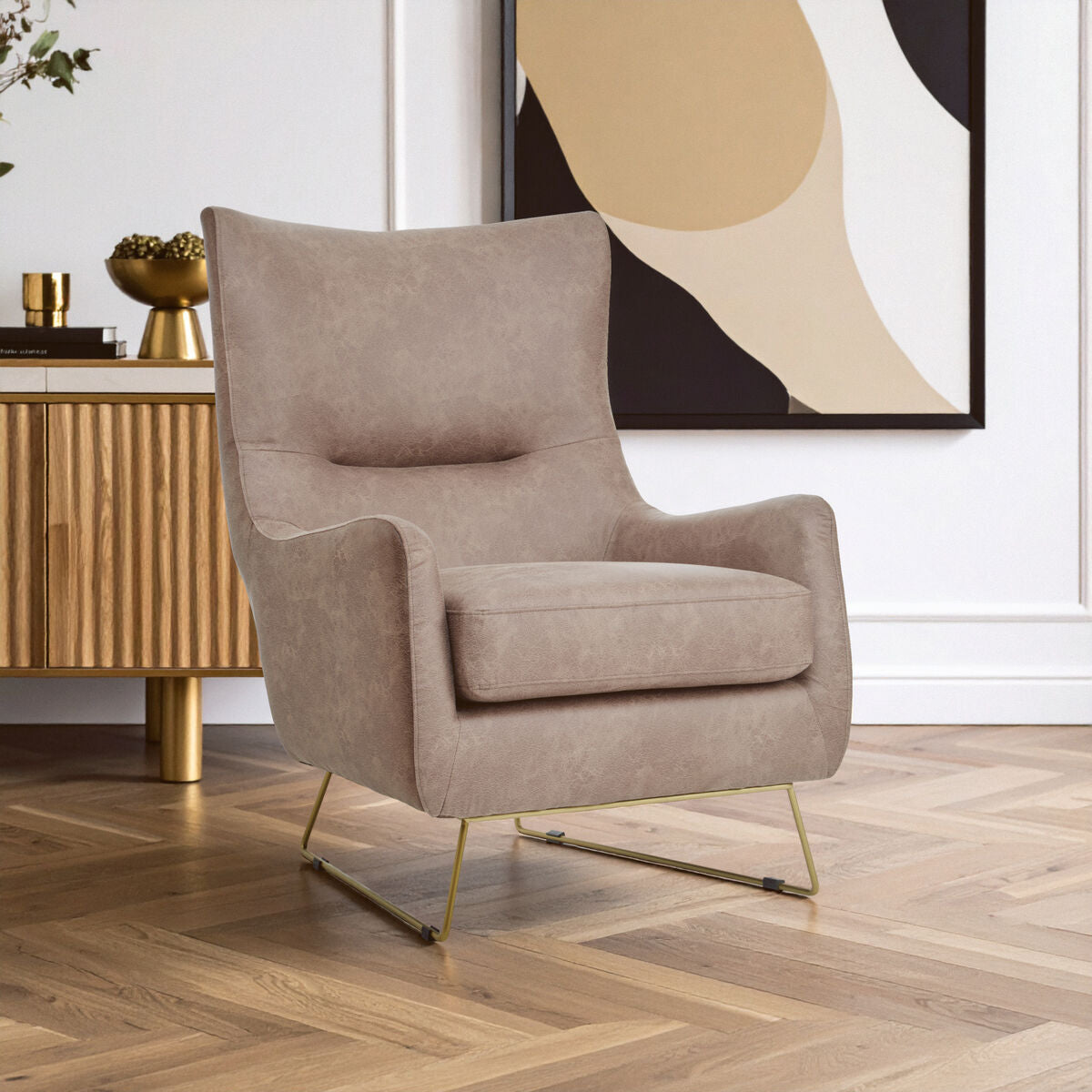 Henry Light Brown Faux Leather Armchair - Image 2