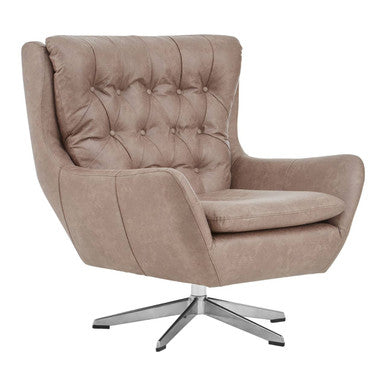 Harold Brown Leather Effect Swivel Chair - Image 4