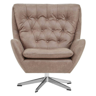 Harold Brown Leather Effect Swivel Chair - Image 2