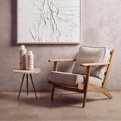Harry Grey Linen oak frame Armchair - Image 1