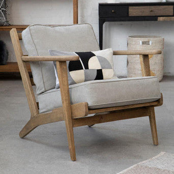 Harry Grey Linen oak frame Armchair - Image 3