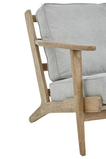Harry Grey Linen oak frame Armchair - Image 9