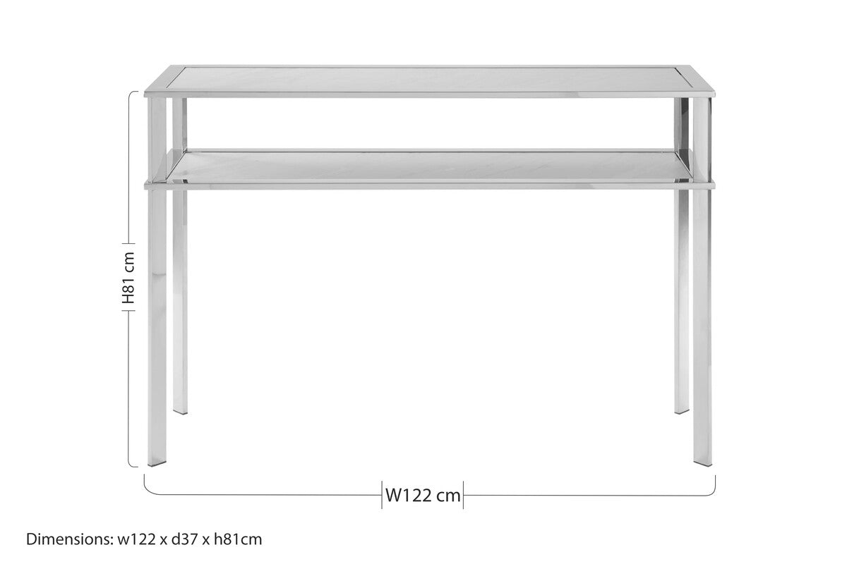 White 2 Tier Console Table, Piermount
