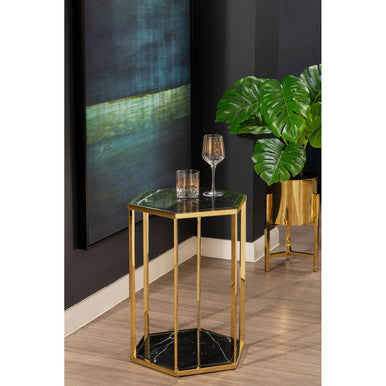 Piermount Black And Gold Finish End Table